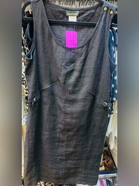 Linen lightweight Harvé Benard Black midi dress